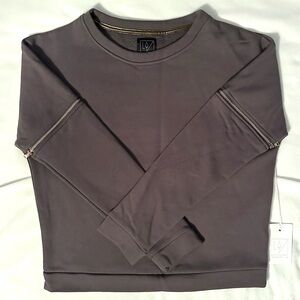Lime & Vine Cropped Zipper Sleeve Sweatshirt Womens S Gray/Rose Gold NWT